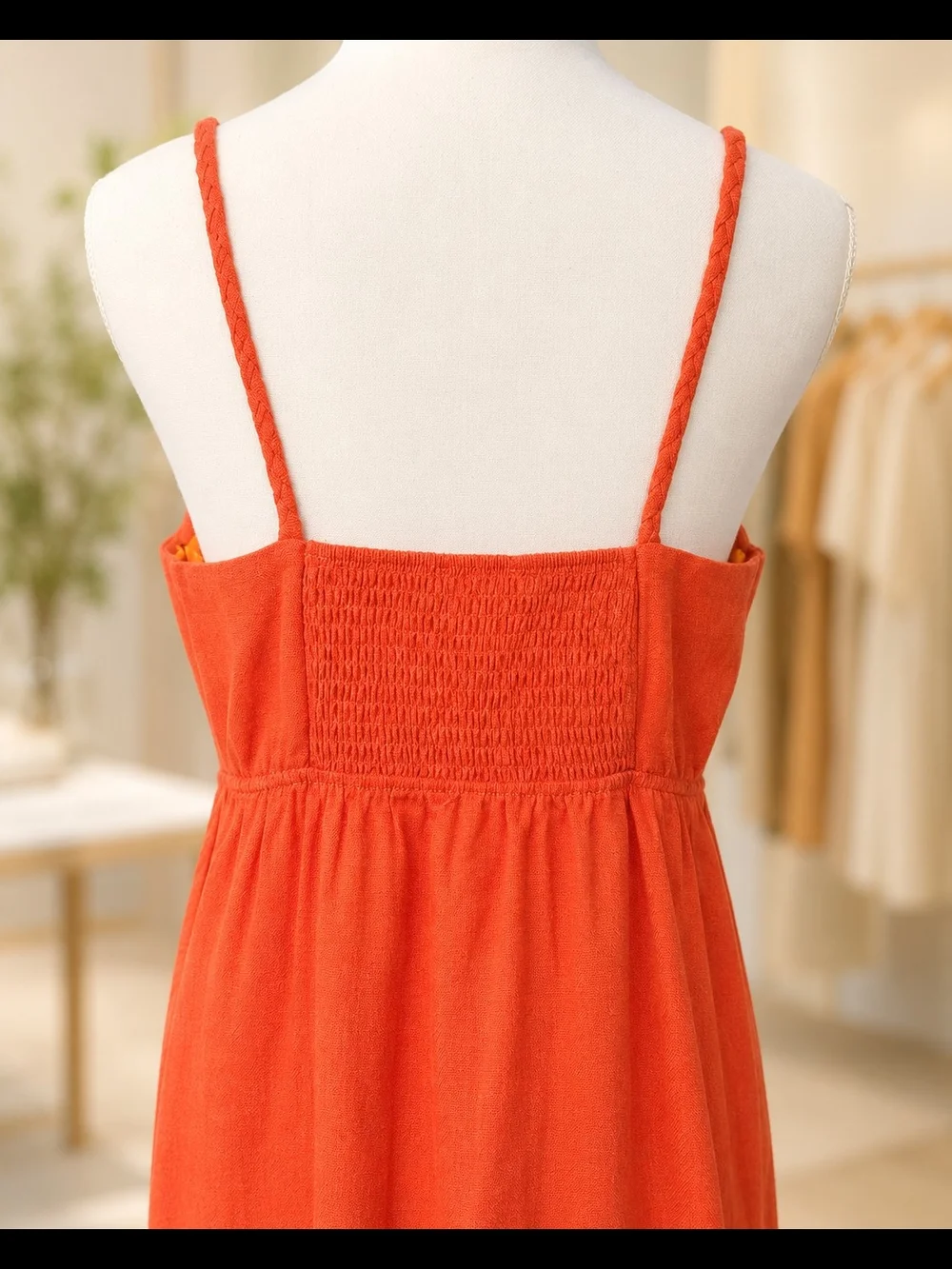 Monteau Los Angeles Coral Button-Front Spaghetti Strap Midi Dress NWOT - Picture 6 of 9
